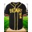 [Sporty] Men's #12 Black Baseball Jersey with Yellow Embroidery - V-Neck, Short Sleeve, Button-Up Shirt, Comfortable Polyester Fabric, Ideal for Training and Games