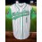 Men'S #1 White And Green Striped Baseball Jacket, Embroidered Short-Sleeve Baseball Jacket, V-Neck Loose Button-Up Shirt, Comfortable Top Suitable for Training And Games