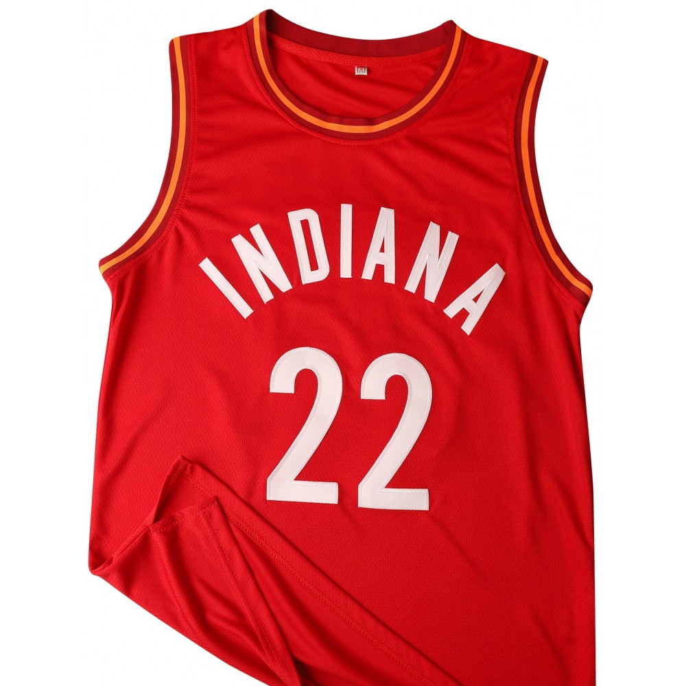 Men'S #22 Indiana Red Basketball Jersey, Sleeveless Polyester Tank Top, Classic Stitched Sports Shirt, Breathable Microfiber, Round Neck, Perfect for Basketball Fans, Casual & Outdoor Activities Men'S #22 Indiana Red Basketball Jersey, Sleeveless Polyester Tank Top, Classic Stitched Sports Shirt, Breathable Microfiber, Round Neck, Perfect for Basketball Fans, Casual & Outdoor Activities