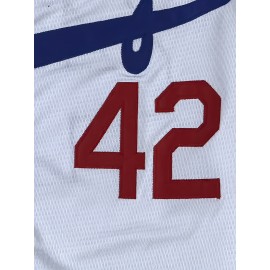 #42 White Baseball Jersey Stitched Polyester Men'S Retro Baseball Shirt Button Short Sleeved Baseball Top S-3XL Hip Hop Clothes