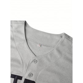 Men's Breathable V-Neck Baseball Jersey #23 Embroidered Polyester Sportswear - Loose Fit Knit Fabric for Streetwear, Team Sports, Beach & Outdoor Activities (Sizes S-3XL)