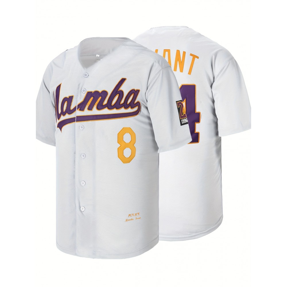 Men'S #24 White Baseball Jersey Stitched Polyester Men'S Retro Baseball Shirt Button Short Sleeved Baseball Top S-3XL Hip Hop Clothess Men'S #24 White Baseball Jersey Stitched Polyester Men'S Retro Baseball Shirt Button Short Sleeved Baseball Top S-3XL Hip Hop Clothess