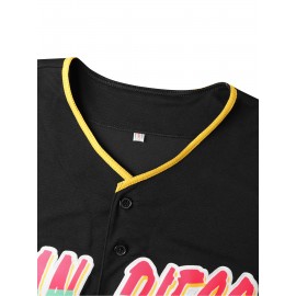 Men'S # 23 Black Baseball Shirt 100% V-neck Sweatshirt Loose Fit Button Closed Casual And Sportswear Multi Functional Running Training Hiking Cycling Fishing Ideal Size S-3XL