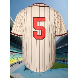 Men'S Baseball Jersey # 5 Beige Baseball Sports Shirt Suitable For Sports Games On The Street S-XXXL