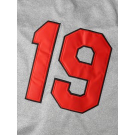 #19 Grey Baseball Jersey Stitched Polyester Men'S Retro Baseball Shirt Button Short Sleeved Baseball Top S-3XL Hip Hop Clothes
