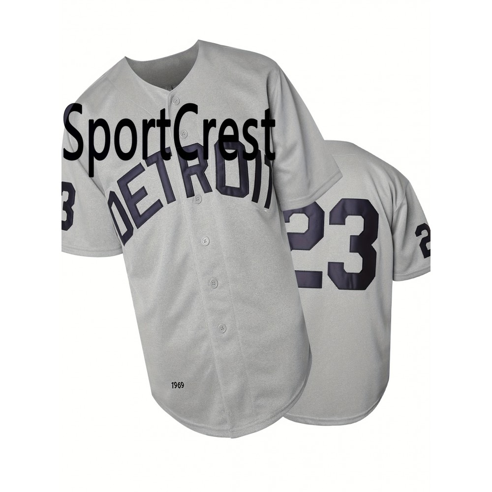 23 Grey Baseball Jersey Stitched Polyester Men'S Retro Baseball Shirt Button Short Sleeved Baseball Top S-3XL Hip Hop Clothes 23 Grey Baseball Jersey Stitched Polyester Men'S Retro Baseball Shirt Button Short Sleeved Baseball Top S-3XL Hip Hop Clothes