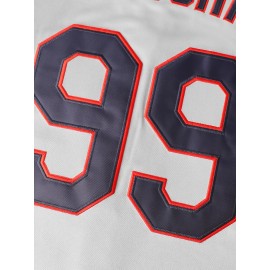 Men's Retro Baseball Jersey with Embroidered Number 99 & Names - Polyester V-Neck Loose Fit Button-Up Shirt for Sports, Halloween, Christmas Parties (S-3XL), Festive Occasion Attire | Casual Baseball Shirt | Durable Fabric