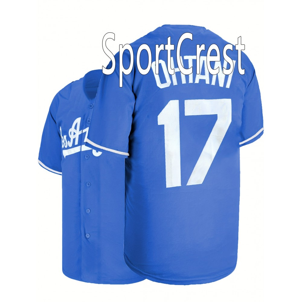 Classic Letter & Number 17 Embroidered Design, Men'S Breathable Baseball Jersey, Short Sleeve Shirt For Training And Competition Classic Letter & Number 17 Embroidered Design, Men'S Breathable Baseball Jersey, Short Sleeve Shirt For Training And Competition
