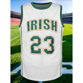 Men's #23 Basketball Jersey - White & Green Retro Design, Breathable Polyester, Number 23, Sizes S-XXXL, Perfect for Team Sports, Casual Wear, and Basketball Training