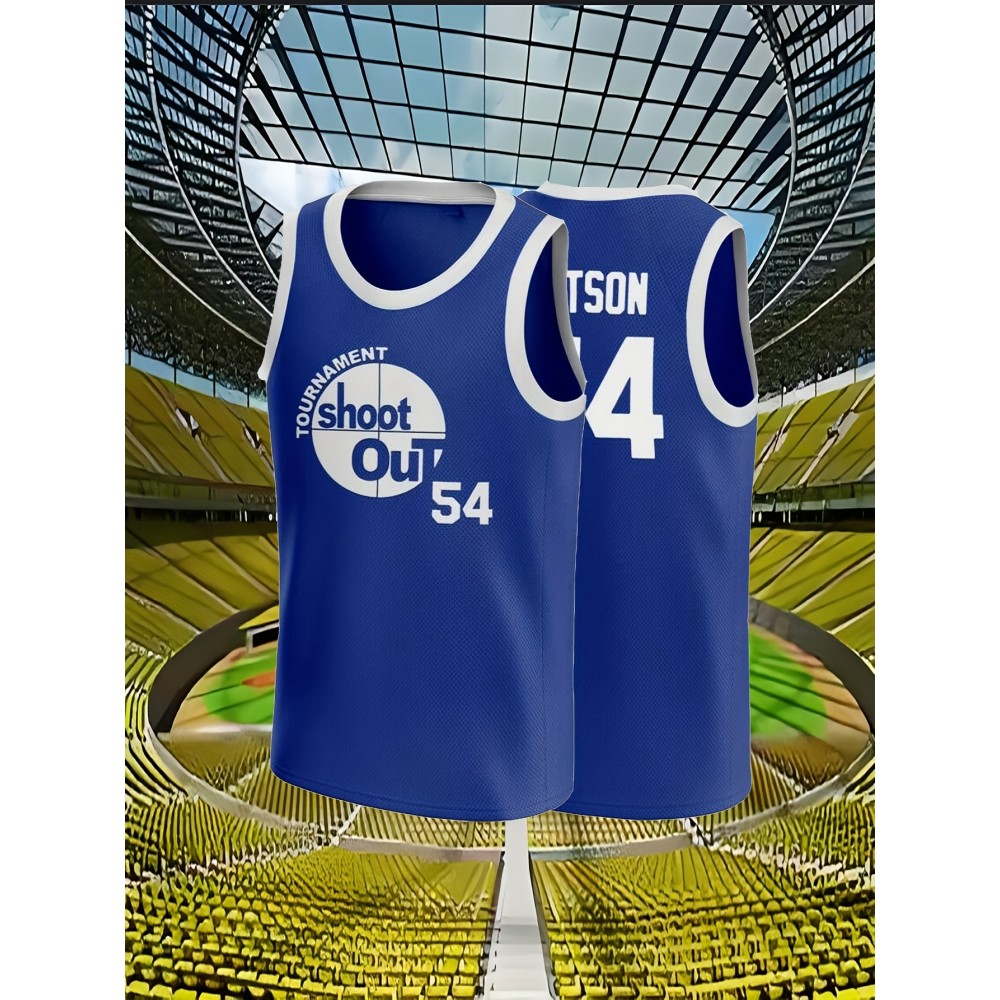 Men's#54 Blue Basketball Jersey, Embroidered Cozy Outdoor Sports Wear for Comfortable Performance, Suitable for Team Training And Competitions, SizS--XXXL Men's#54 Blue Basketball Jersey, Embroidered Cozy Outdoor Sports Wear for Comfortable Performance, Suitable for Team Training And Competitions, SizS--XXXL
