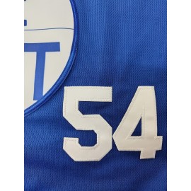 Men's#54 Blue Basketball Jersey, Embroidered Cozy Outdoor Sports Wear for Comfortable Performance, Suitable for Team Training And Competitions, SizS--XXXL