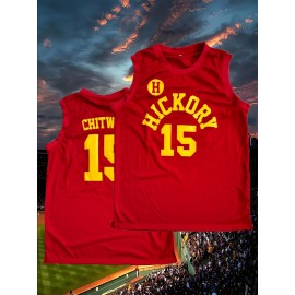 Men's #15 Red Basketball Jersey - Loose Fit, V-Neck Sleeveless Sports Shirt for Team Training, Casual Wear & Summer Parties - Details, Polyester, Machine Washable - Sizes S to XXXL, Sports Tank Top | Sleeveless Jersey | Glossy Texture