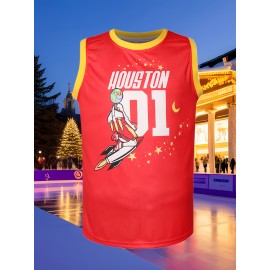 Men's #01 Retro Embroidered Basketball Jersey - Breathable, Sleeveless Sports Uniform for Training & Competition, Basketball Accessories, Basketball Accessories