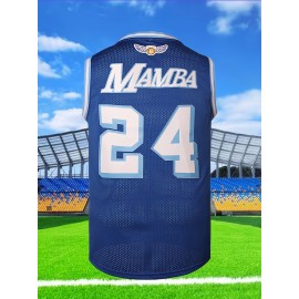 1pc Men'S Breathable Polyester Basketball Jersey, Embroidered #8-24, Crew Neck, Slight Stretch, Loose Fit, Machine Washable - Ideal for Sports, Casual, Streetwear, Parties, Sizes S-XXXL