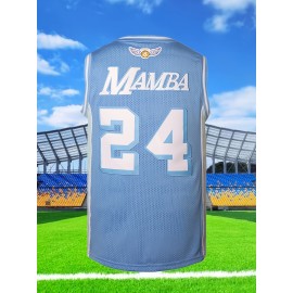 1pc Men'S Breathable Polyester Basketball Jersey, Embroidered #8-24, Crew Neck, Slight Stretch, Loose Fit, Machine Washable - Ideal for Sports, Casual, Streetwear, Parties, Sizes S-XXXL