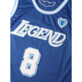 1pc Men'S Breathable Polyester Basketball Jersey, Embroidered #8-24, Crew Neck, Slight Stretch, Loose Fit, Machine Washable - Ideal for Sports, Casual, Streetwear, Parties, Sizes S-XXXL