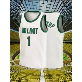 Men's #1 Classic Retro Embroidered Sleeveless Basketball Jersey - Breathable & Moisture-Wicking, Perfect for Team Training & Competitions, Available in S to XXXL