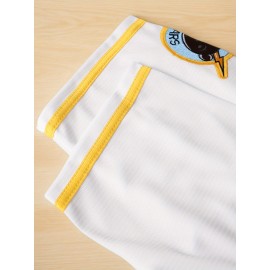 Men'S #3 White Baseball Jersey, Embroidered Short-Sleeve Baseball Jersey, V-Neck Loose Button-Up Shirt, a Comfortable Top Suitable for Training And Games.