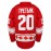Men's #20 Red Embroidered Ice Hockey Game Jersey - V-Neck, Long Sleeve, Polyester - Suitable for Sports and Casual Wear