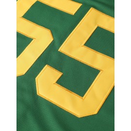 Men'S #55 Green Baseball Jersey, Embroidered Short-Sleeve Baseball Jersey, V-Neck Loose Button-Up Shirt, a Comfortable Top Suitable for Training And Games.