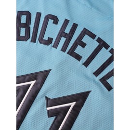 Men'S #11 Blue Baseball Jersey, Embroidered Short-Sleeve Baseball Jersey, V-Neck Loose Button-Up Shirt, a Comfortable Top Suitable for Training And Games.