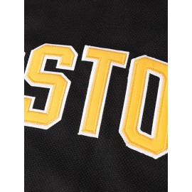 Men's #18 Embroidered Ice Hockey Jersey, Retro Striped V-Neck Long Sleeve Uniform Hockey Shirt for Training and Game