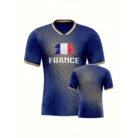 Women's Large Size Professional Sports Fabric Creative Pattern Print European National Team Soccer Jersey T-shirt, Soccer Jersey Flag Uniforms Shirts, Breathable And Lightweight, Moisture-Wicking, As Gifts For Sports Fans