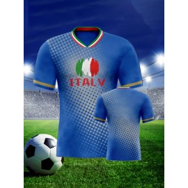 Women's Large Size Professional Sports Fabric Creative Pattern Print European National Team Soccer Jersey T-shirt, Soccer Jersey Flag Uniforms Shirts, Breathable And Lightweight, Moisture-Wicking, As Gifts For Sports Fans