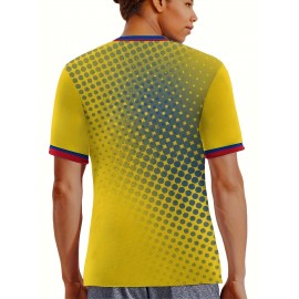 Women's Large Size Professional Sports Fabric Creative Pattern Print South American National Team Soccer Jersey T-shirt, Soccer Jersey Flag Uniforms Shirts, Breathable And Lightweight, Moisture-Wicking, As Gifts For Sports Fans