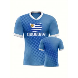 Women's Large Size Professional Sports Fabric Creative Pattern Print South American National Team Soccer Jersey T-shirt, Soccer Jersey Flag Uniforms Shirts, Breathable And Lightweight, Moisture-Wicking, As Gifts For Sports Fans