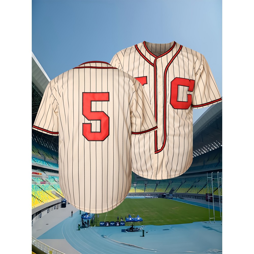 Men'S Baseball Jersey # 5 Beige Baseball Sports Shirt Suitable For Sports Games On The Street S-XXXL Men'S Baseball Jersey # 5 Beige Baseball Sports Shirt Suitable For Sports Games On The Street S-XXXL